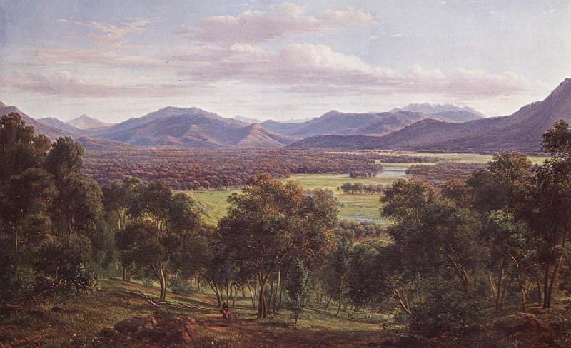 Eugene Guerard Spring in the valley of Mitta Mitta,with the Bogong Ranges in the distance oil painting picture
